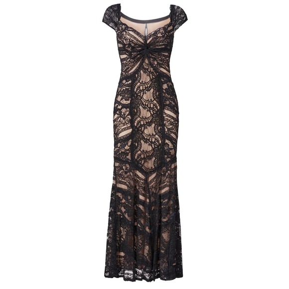 Nicole Miller Tempted By You Lace Gown in Black and Nude 16 - Picture 3 of 16
